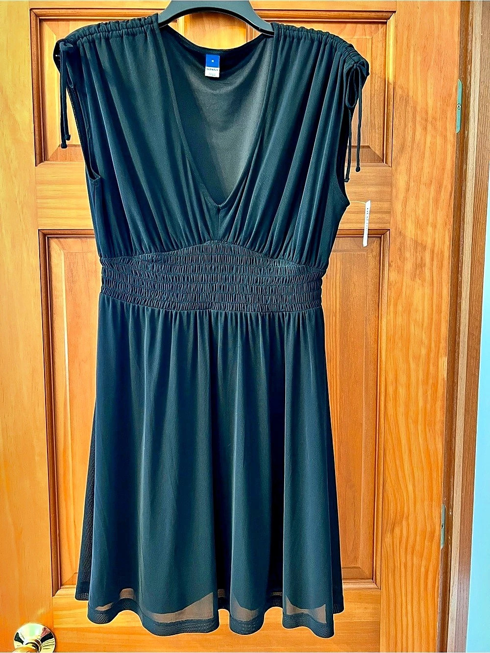 Old Navy Waist-Defined Sleeveless Tie-Shoulder Smocked Mesh Mini Dress